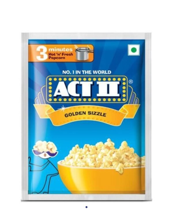 Act || Instant  Golden Sizzle Popcorn 32g+5.5g Extra  Pack Of 3